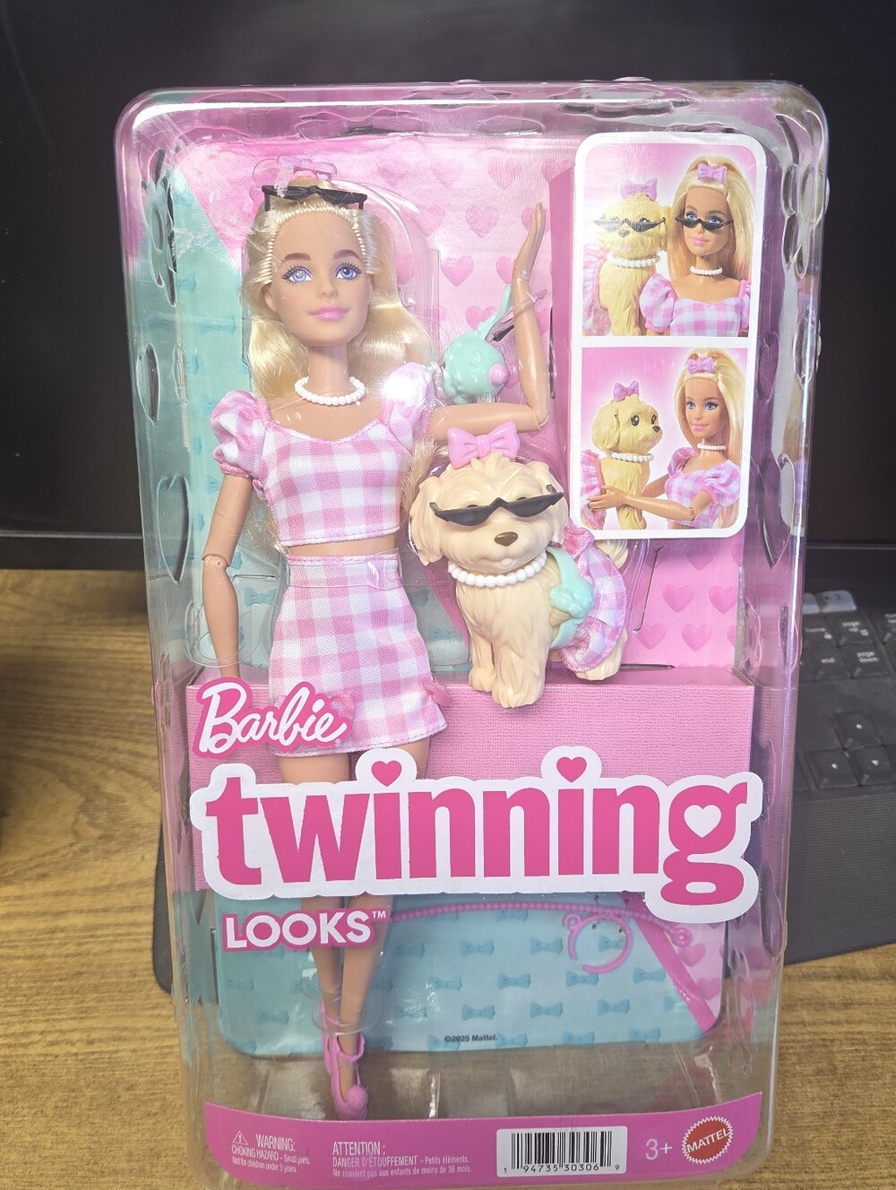 Barbie Pink Gingham Twinning Doll with Matching Puppy